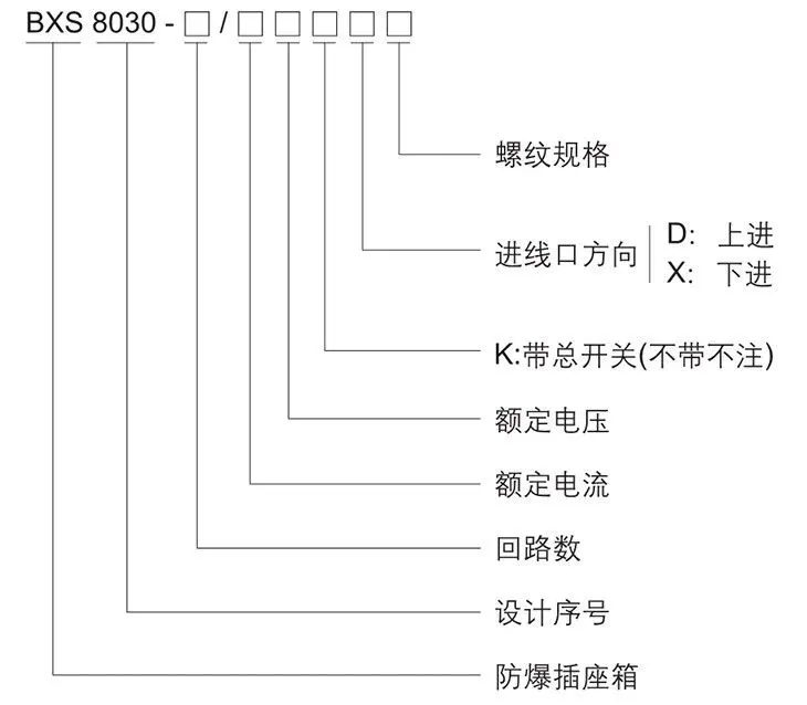 BXS8030系列防爆防腐插座箱型號含義